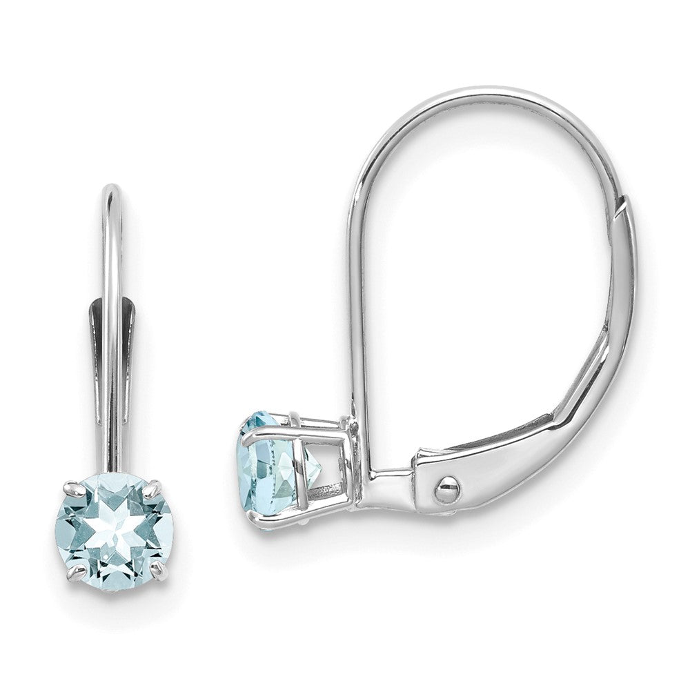14K White Gold 4mm Aquamarine/March Earrings