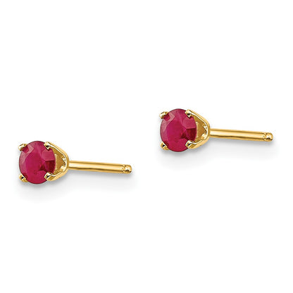 14K Yellow Gold 3mm July/Ruby Post Earrings