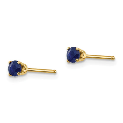 14K Yellow Gold 3mm September/Sapphire Post Earrings