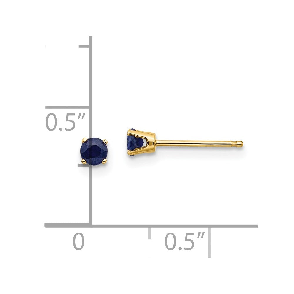 14K Yellow Gold 3mm September/Sapphire Post Earrings