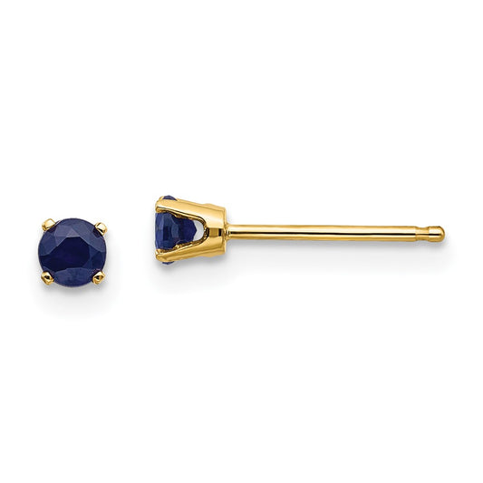 14K Yellow Gold 3mm September/Sapphire Post Earrings