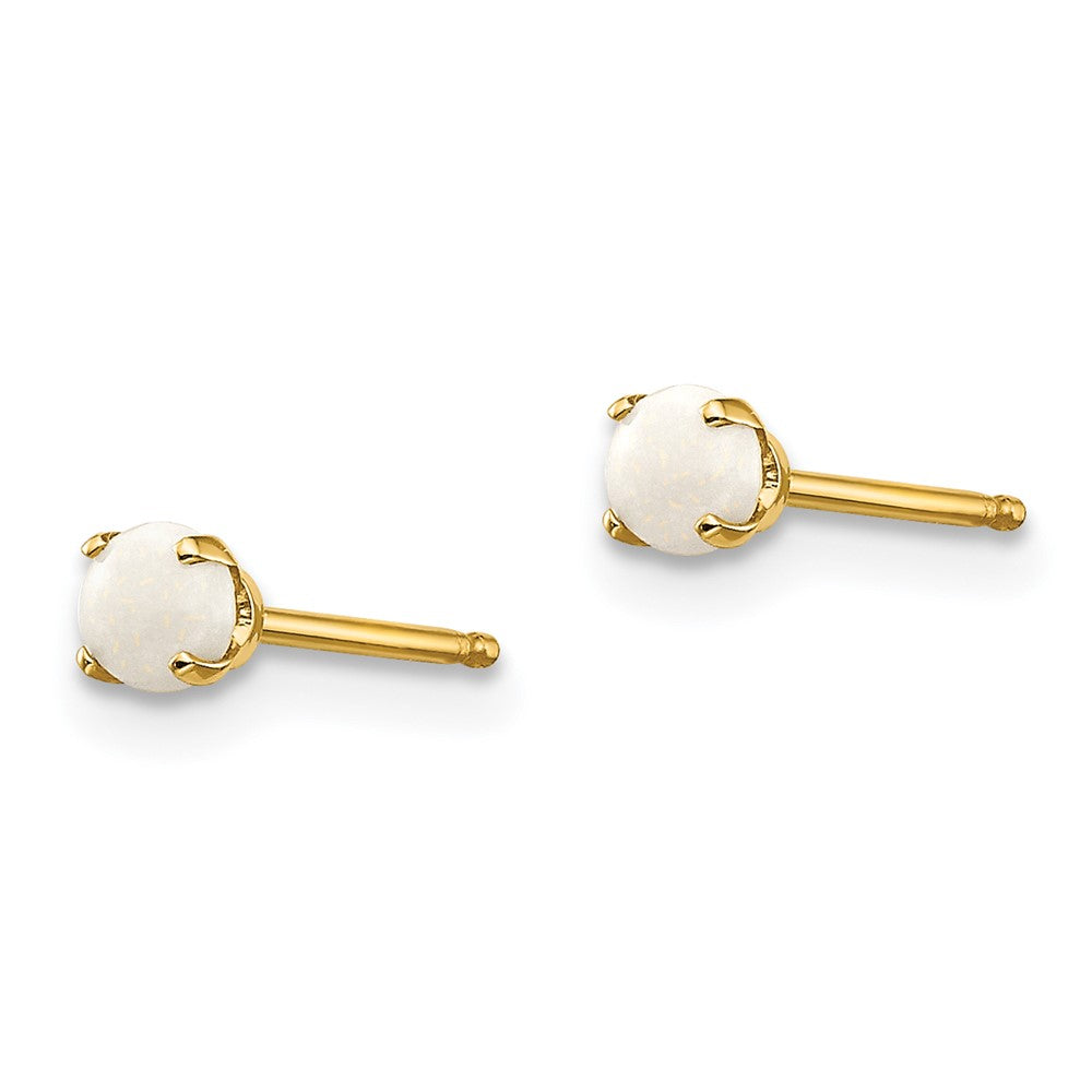14K Yellow Gold 3mm October/Opal Post Earrings