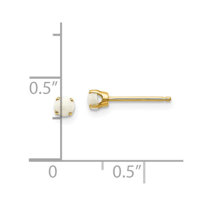 14K Yellow Gold 3mm October/Opal Post Earrings