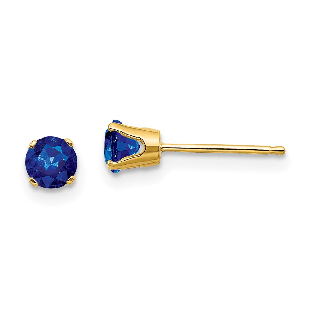 14K Yellow Gold 4mm September/Sapphire Post Earrings