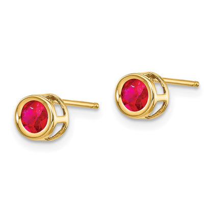 14K Yellow Gold Ruby Earrings July