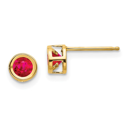 14K Yellow Gold Ruby Earrings July