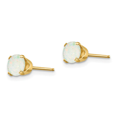 14K Yellow Gold 5mm Opal Earrings October