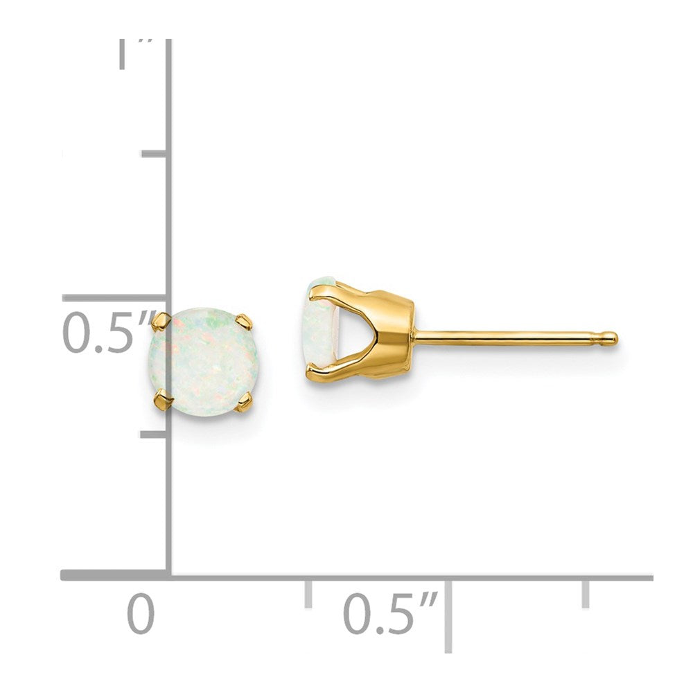 14K Yellow Gold 5mm Opal Earrings October