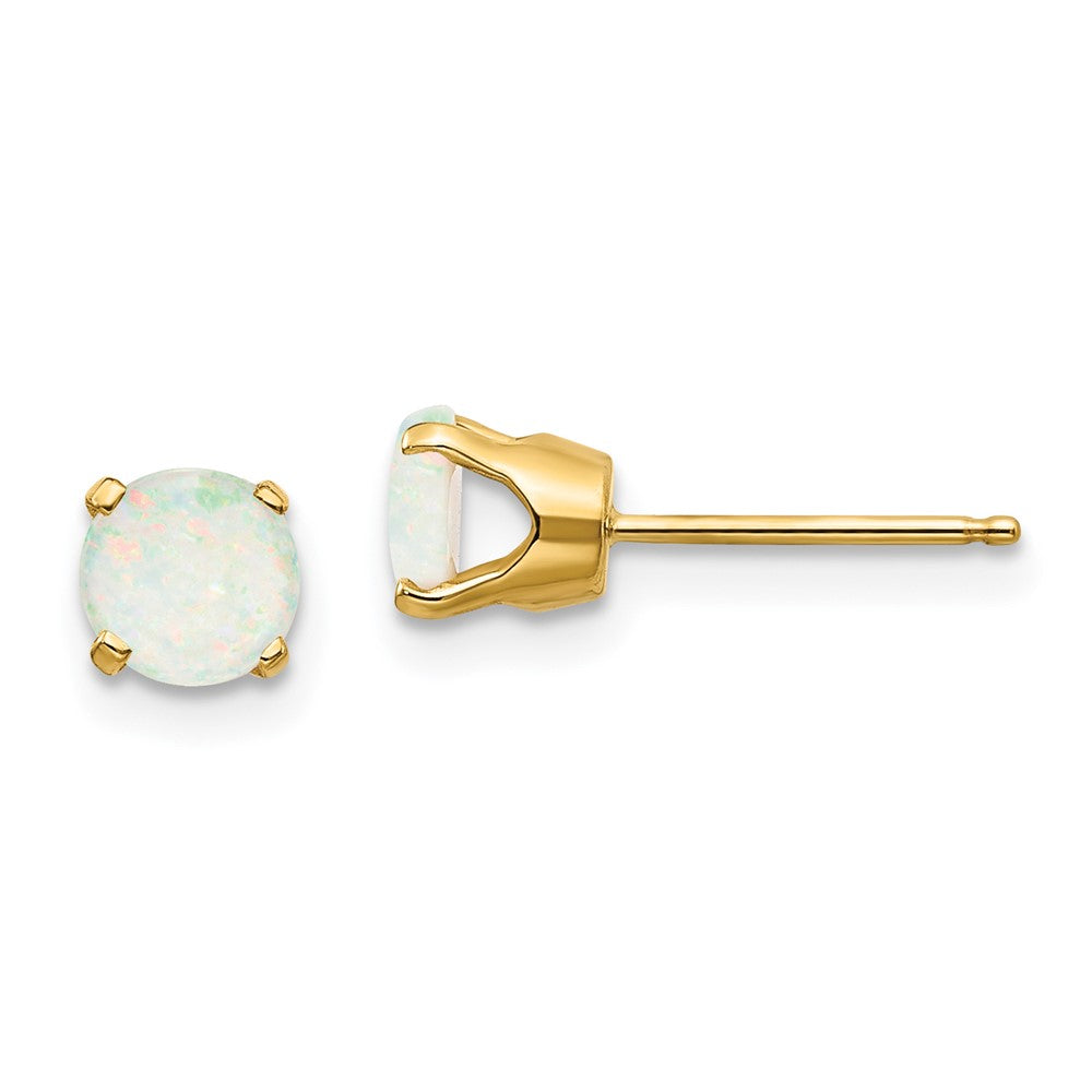 14K Yellow Gold 5mm Opal Earrings October