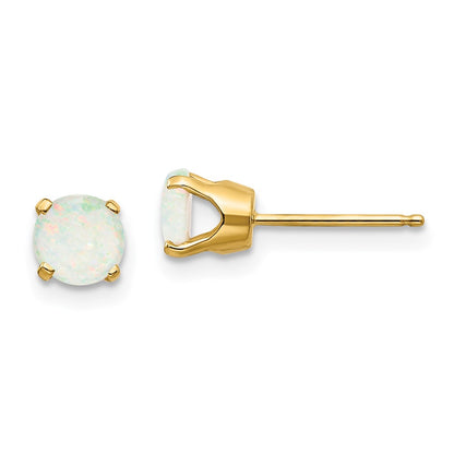 14K Yellow Gold 5mm Opal Earrings October