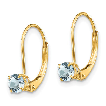 14K Yellow Gold Aquamarine Earrings March