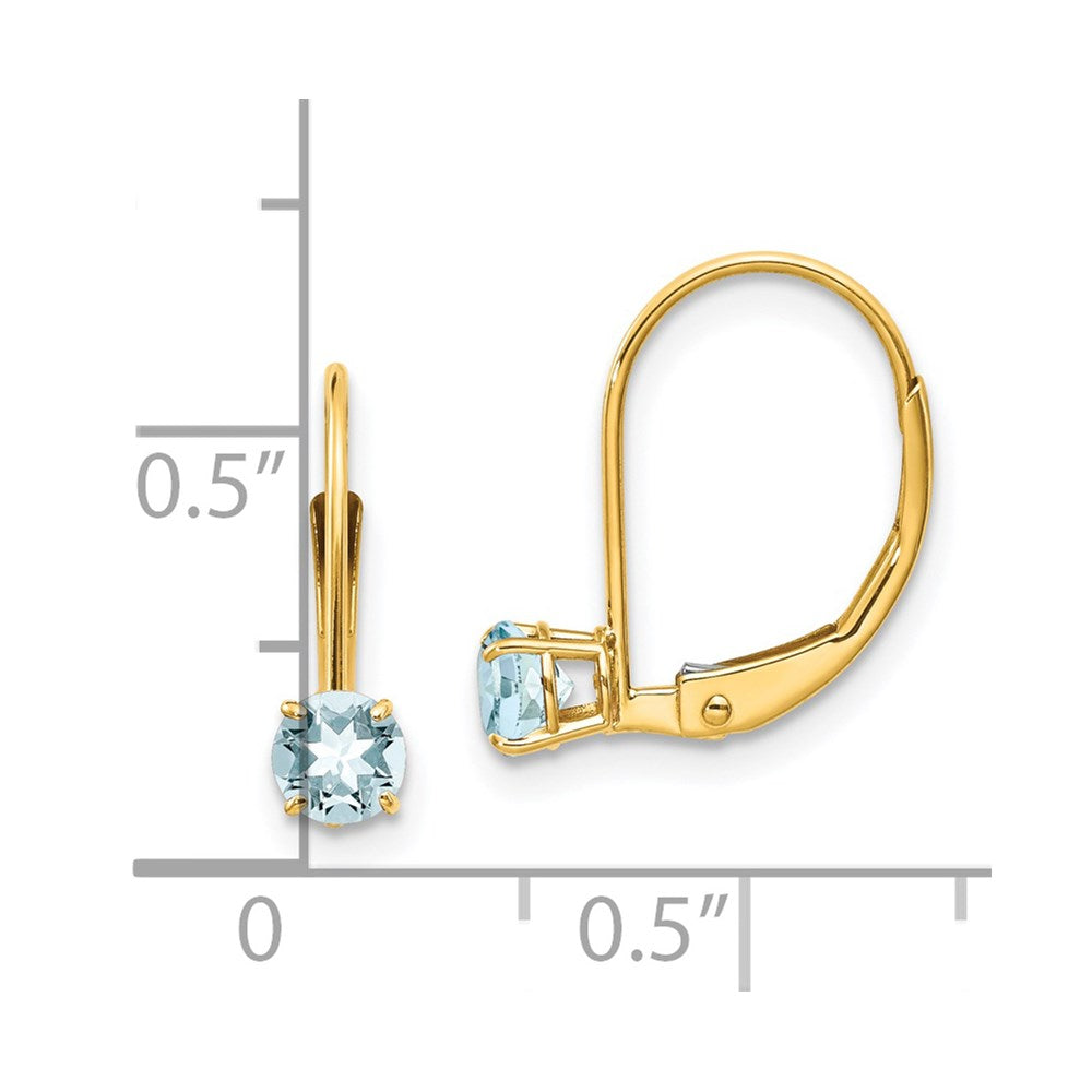 14K Yellow Gold Aquamarine Earrings March