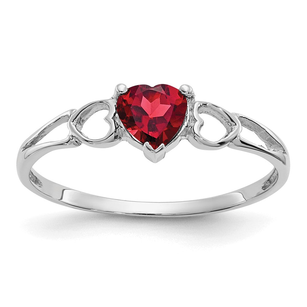 14K White Gold Garnet Birthstone Ring