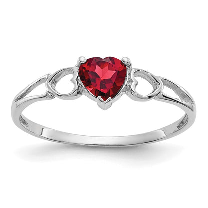 14K White Gold Garnet Birthstone Ring