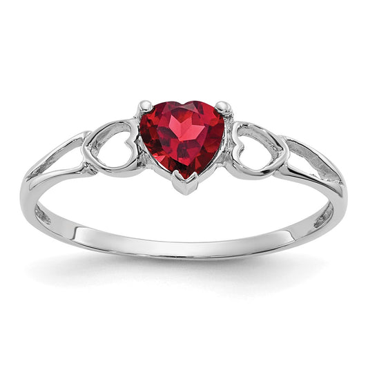14K White Gold Garnet Birthstone Ring
