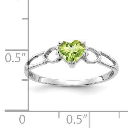 14K White Gold Peridot Birthstone Ring