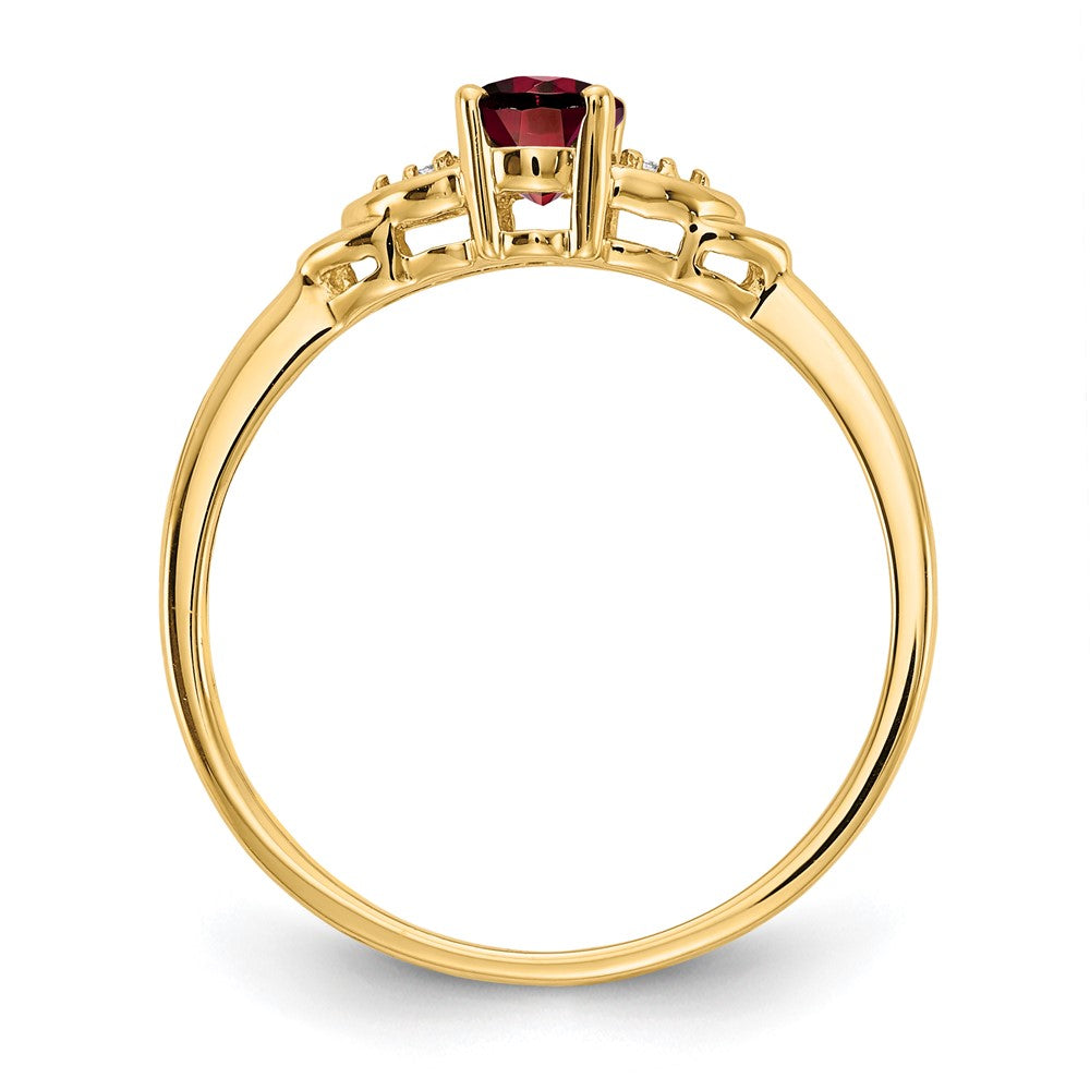 14K Yellow Gold Garnet And Diamond Ring