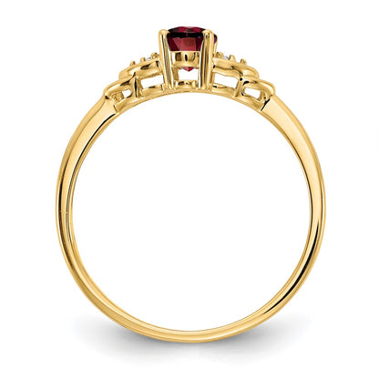 14K Yellow Gold Garnet And Diamond Ring