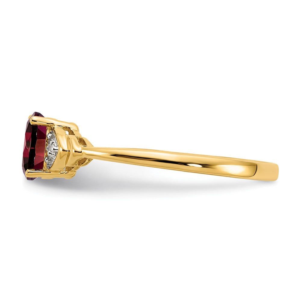 14K Yellow Gold Garnet And Diamond Ring