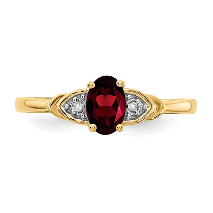 14K Yellow Gold Garnet And Diamond Ring