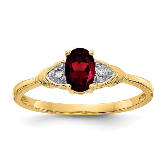 14K Yellow Gold Garnet And Diamond Ring