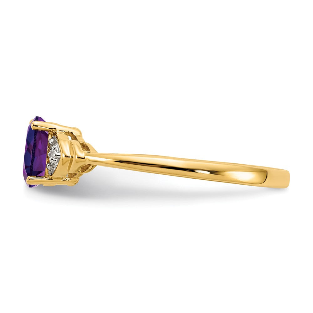 14K Yellow Gold Amethyst And Diamond Ring