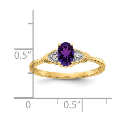 14K Yellow Gold Amethyst And Diamond Ring