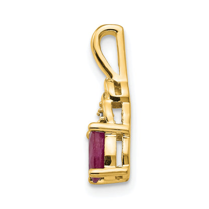14K Yellow Gold Ruby And Diamond Pendant