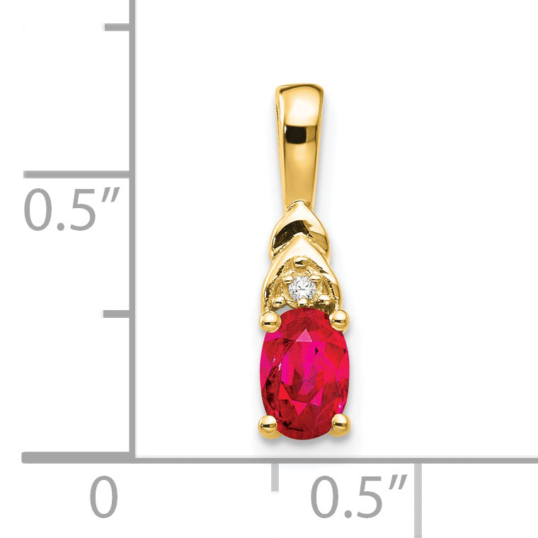 14K Yellow Gold Ruby And Diamond Pendant