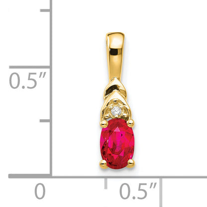14K Yellow Gold Ruby And Diamond Pendant
