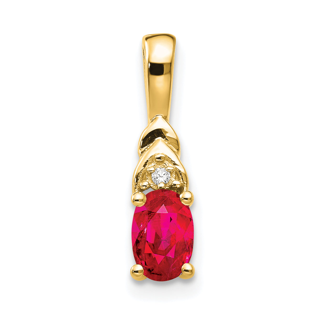 14K Yellow Gold Ruby And Diamond Pendant