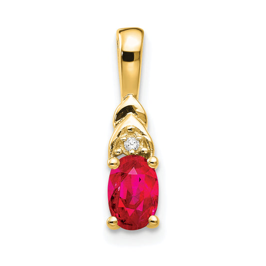 14K Yellow Gold Ruby And Diamond Pendant