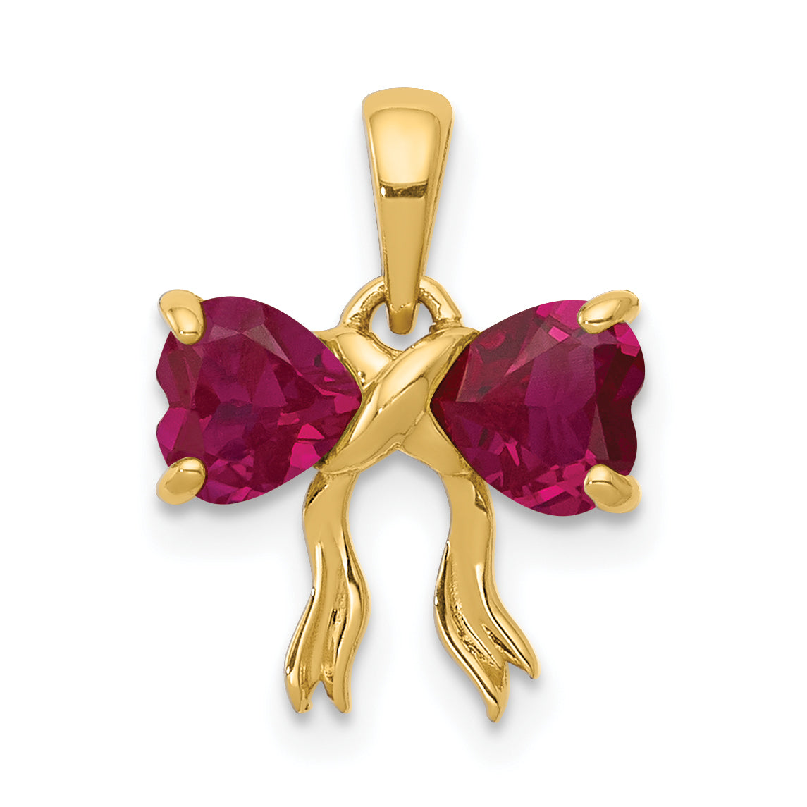 14k Yellow Gold 14k Gold Polished Created Ruby Bow Pendant
