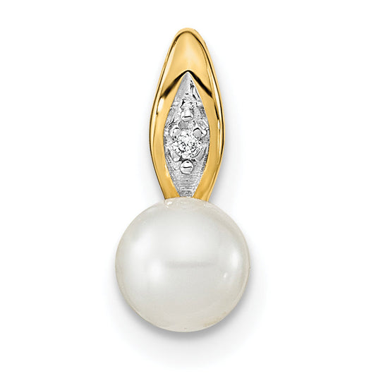 14k Yellow Gold 14k FW Cultured Pearl and Diamond Pendant