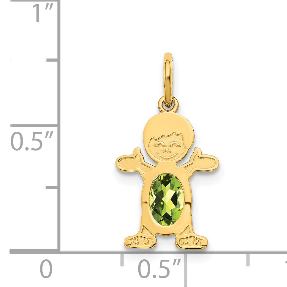 14k Yellow Gold 14K Boy 6x4 Oval Genuine Peridot-August