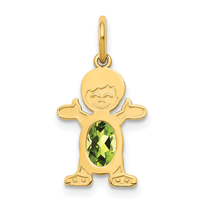 14k Yellow Gold 14K Boy 6x4 Oval Genuine Peridot-August
