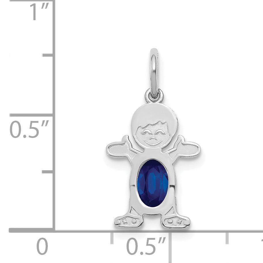 14k White Gold 14K White Gold Boy 6x4 Oval Genuine Sapphire-September