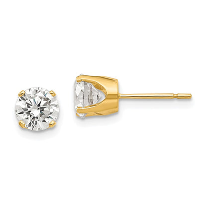 14k Yellow Gold 5.75mm CZ stud earrings