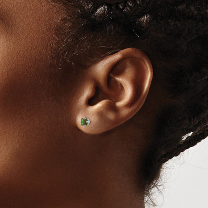 14K White Gold Green Tourmaline Earrings