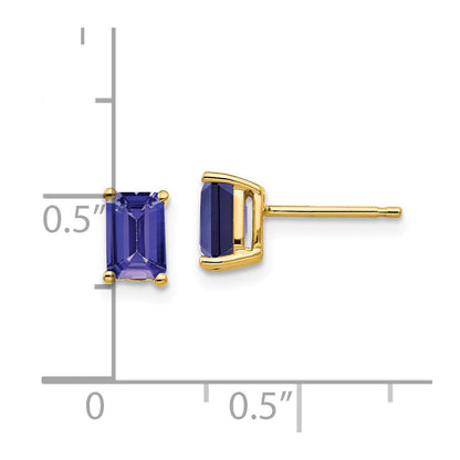 14k Yellow Gold 6x4mm Emerald Cut Tanzanite earring