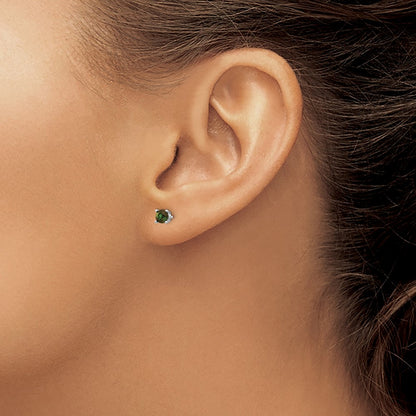14K White Gold Green Tourmaline Earrings