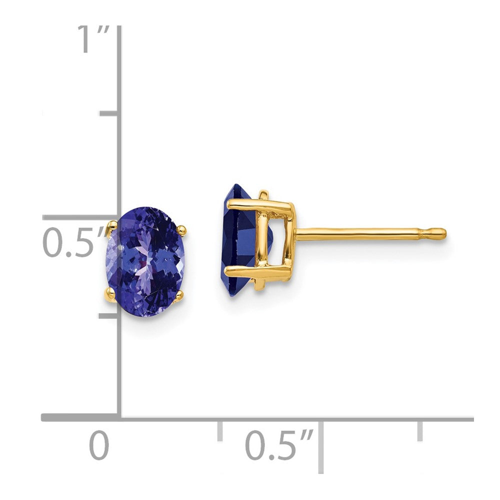 14k Yellow Gold 7x5mm Oval Tanzanite earring