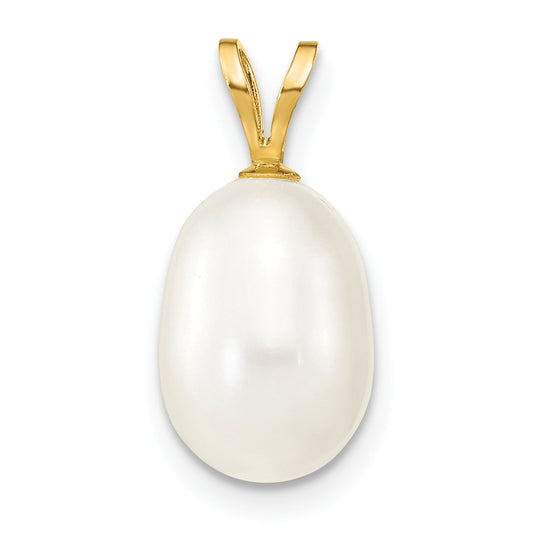 14k Yellow Gold 14K 8-9mm White Rice Freshwater Cultured Pearl Pendant