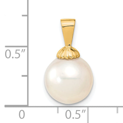 14k Yellow Gold 14k 10-11mm White Round South Sea Saltwater Cultured Pearl Pendant