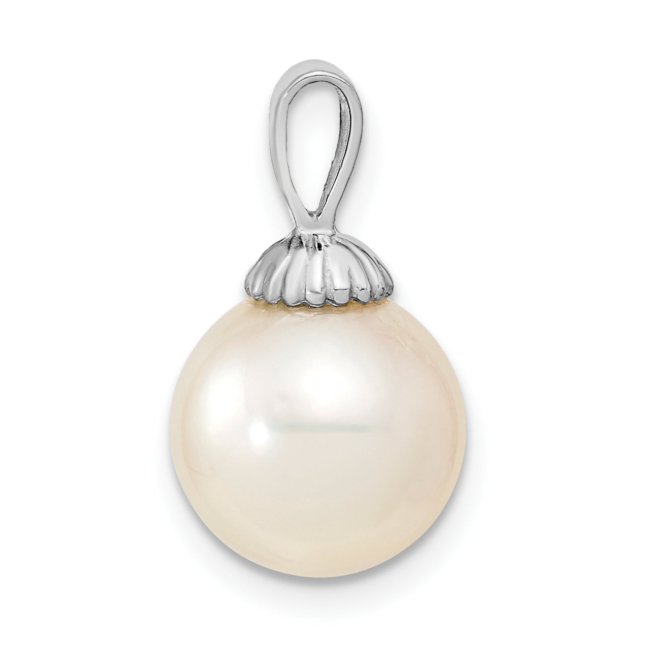 14k White Gold 14k White Gold 10-11mm White Round South Sea Saltwater Cultured Pearl Pendant