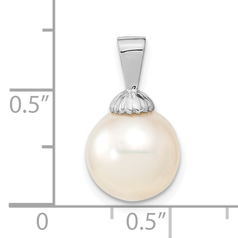 14k White Gold 14k White Gold 10-11mm White Round South Sea Saltwater Cultured Pearl Pendant