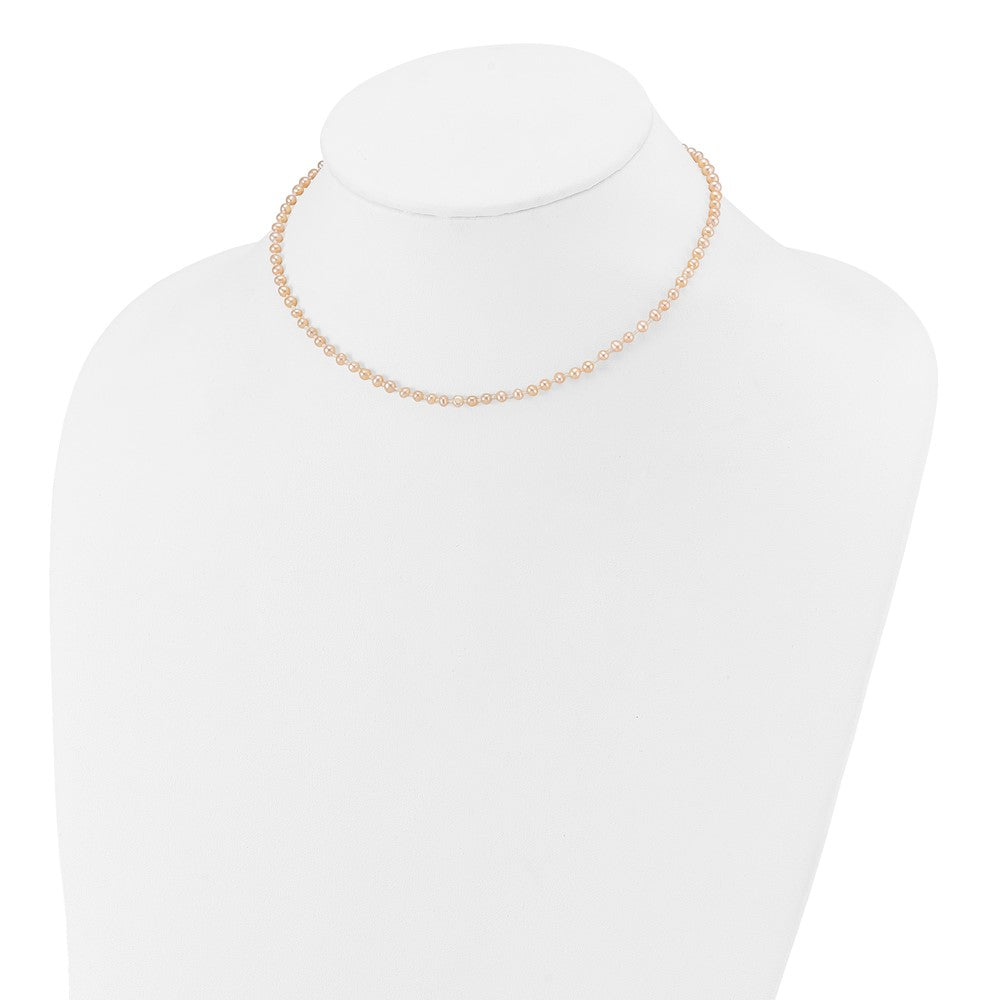 14K Yellow Gold 3 4mm Pink Near Round Freshwater Cultured Pearl Bracelet