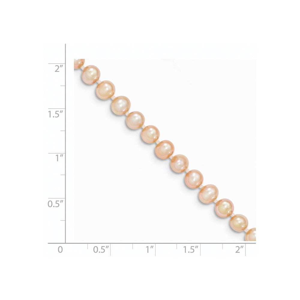 14K Yellow Gold 4 5mm Pink Near Round Freshwater Cultured Pearl Bracelet