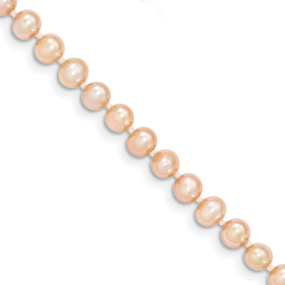 14K Yellow Gold 4 5mm Pink Near Round Freshwater Cultured Pearl Bracelet