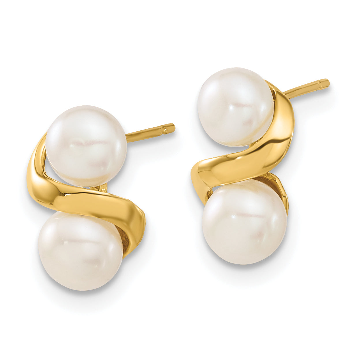 14k Yellow Gold 14k 5-6mm White Button Freshwater Cultured Pearl Post Earrings and Pendant Set